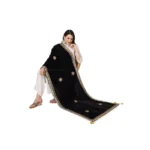 Generic Women's Velvet Gotta Patti Dupatta (Black, Length: 2.25 to 2.50 Mtr) - Image 2