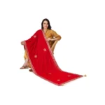 Generic Women's Velvet Gotta Patti Dupatta (Pink, Length: 2.25 to 2.50 Mtr) - Image 2