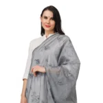Generic Women's Cotton Embroidered Dupatta (Grey, Length: 2.25 to 2.50 Mtr) - Image 4