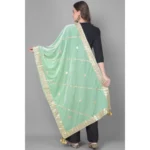 Generic Women's Velvet Gotta Patti Dupatta (Sea Green, Length: 2.25 to 2.50 Mtr) - Image 4
