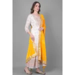 Generic Women's Velvet Gotta Patti Dupatta (Yellow, Length: 2.25 to 2.50 Mtr) - Image 2