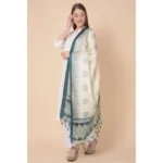 Generic Women's Art Silk Printed Dupatta (Grey, Length: 2.25 to 2.50 Mtr) - Image 2