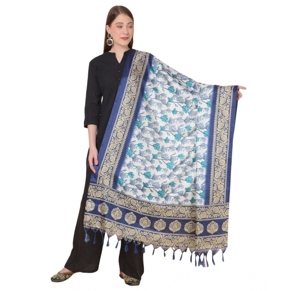 53510461504_1c97a2c1ed_o_d-1000x1000-1.webp Generic Women's Art Silk Printed Dupatta (Blue, Length: 2.25 to 2.50 Mtr) - Image 1