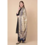 Generic Women's Art Silk Printed Dupatta (Gold, Length: 2.25 to 2.50 Mtr) - Image 2