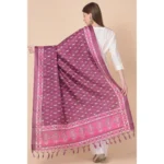 Generic Women's Art Silk Printed Dupatta (Purple, Length: 2.25 to 2.50 Mtr) - Image 5