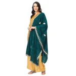 Generic Women's Velvet Gotta Patti Dupatta (Dark Green, Length: 2.25 to 2.50 Mtr) - Image 5