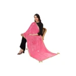 Generic Women's Velvet Gotta Patti Dupatta (Pink, Length: 2.25 to 2.50 Mtr) - Image 2