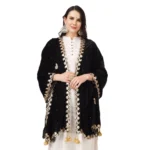 Generic Women's Velvet Gotta Patti Dupatta (Black, Length: 2.25 to 2.50 Mtr) - Image 3