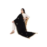 Generic Women's Velvet Gotta Patti Dupatta (Black, Length: 2.25 to 2.50 Mtr) - Image 2
