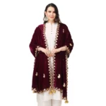 Generic Women's Velvet Gotta Patti Dupatta (Purple, Length: 2.25 to 2.50 Mtr) - Image 3