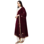 Generic Women's Velvet Gotta Patti Dupatta (Purple, Length: 2.25 to 2.50 Mtr) - Image 5