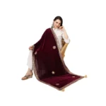 Generic Women's Velvet Gotta Patti Dupatta (Purple, Length: 2.25 to 2.50 Mtr) - Image 2