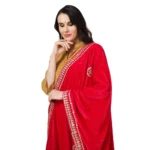 Generic Women's Velvet Gotta Patti Dupatta (Pink, Length: 2.25 to 2.50 Mtr) - Image 4