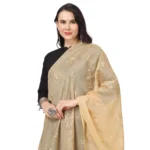 Generic Women's Cotton Embroidered Dupatta (Gold, Length: 2.25 to 2.50 Mtr) - Image 4