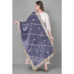 Generic Women's Velvet Gotta Patti Dupatta (Grey, Length: 2.25 to 2.50 Mtr) - Image 4