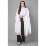 Generic Women's Velvet Gotta Patti Dupatta (Off White, Length: 2.25 to 2.50 Mtr) - Image 2