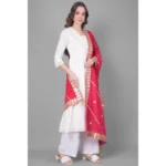 Generic Women's Velvet Gotta Patti Dupatta (Pink, Length: 2.25 to 2.50 Mtr) - Image 2