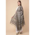Generic Women's Art Silk Printed Dupatta (Grey, Length: 2.25 to 2.50 Mtr) - Image 3