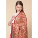 Generic Women's Art Silk Printed Dupatta (Red, Length: 2.25 to 2.50 Mtr) - Image 3
