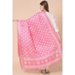 Generic Women's Art Silk Printed Dupatta (Pink, Length: 2.25 to 2.50 Mtr) - Image 4
