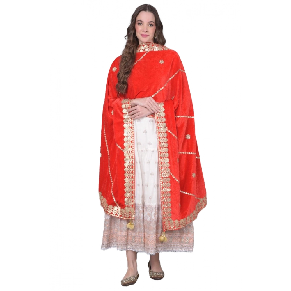53512022946_8e726635b1_o_d-1000x1000-1.webp Generic Women's Velvet Gotta Patti Dupatta (Red, Length: 2.25 to 2.50 Mtr) - Image 1