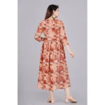 Generic Women's Casual 3/4 Sleeve Printed Viscose Maternity Feeding Kurti (Brown) - Image 6