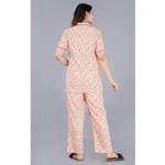 Generic Women's Casual Half Sleeve Printed Viscose Rayon Shirt With Pyjama Pant Night Suit Set (Peach) - Image 6
