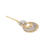 Generic Women's Rose Gold Plated Alloy Kundan Earrings & Mangtikka (White) - Image 4