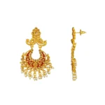 Generic Women's Rose Gold Plated Alloy Kundan Earrings & Mangtikka (Maroon) - Image 4