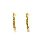 Generic Women's Rose Gold Plated Alloy Kundan Earrings & Mangtikka (Red & Green) - Image 3