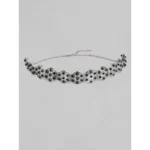 Generic Women's Rose Gold Plated Alloy Choker (Silver & Black)