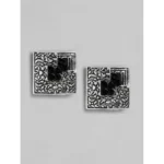 Generic Women's Rose Gold Plated Alloy Necklace & Earings Set (Silver & Black) - Image 5