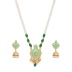 Generic Women's Rose Gold Plated Alloy Necklace & Earings Set (Green) - Image 2