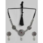 Generic Women's Rose Gold Plated Alloy Necklace & Earings Set (Silver)