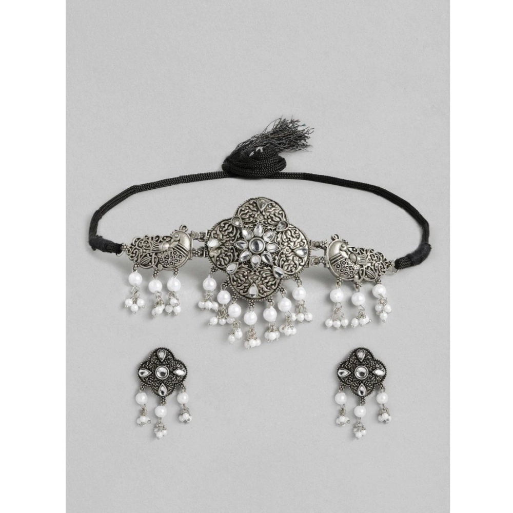 53533257122_2990237329_o_d-1000x1000-1.webp Generic Women's Rose Gold Plated Alloy Necklace & Earings Set (Silver & White) - Image 1