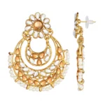 Generic Women's Rose Gold Plated Alloy Kundan Earrings & Mangtikka (White & Gold) - Image 3