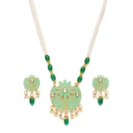Generic Women's Rose Gold Plated Alloy Necklace & Earings Set (Green) - Image 2