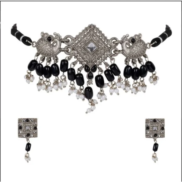 Generic Women's Rose Gold Plated Alloy Necklace & Earings Set (Silver)