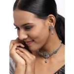 Generic Women's Rose Gold Plated Alloy Necklace & Earings Set (Silver) - Image 3