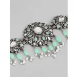 Generic Women's Rose Gold Plated Alloy Necklace & Earings Set (Light Green) - Image 4