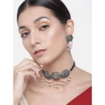 Generic Women's Rose Gold Plated Alloy Necklace & Earings Set (Orange) - Image 2