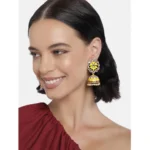 Generic Women's Rose Gold Plated Alloy Earrings (Yellow) - Image 3