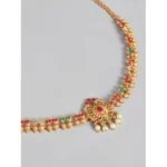 Generic Women's Rose Gold Plated Alloy Hip Belt Kamarband (Red & Green) - Image 2