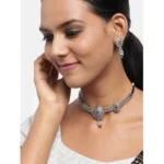 Generic Women's Rose Gold Plated Alloy Necklace & Earings Set (Silver) - Image 3