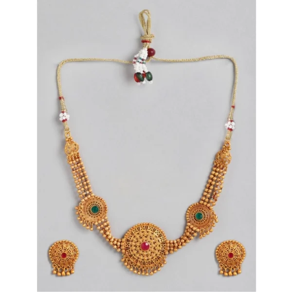 Generic Women's Rose Gold Plated Alloy Necklace & Earings Set (Multicolor)