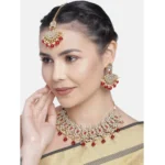 Generic Women's Rose Gold Plated Alloy Necklace & Earings Set (Red) - Image 3