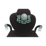 Generic Women's Rose Gold Plated Alloy Necklace & Earings Set (Light Green) - Image 2