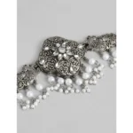 Generic Women's Rose Gold Plated Alloy Necklace & Earings Set (Silver & White) - Image 3