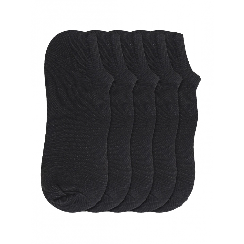 53543855242_85bd85faa2_o_d-1000x1000-1.webp Generic 5 Pairs Unisex Casual Cotton Blended Solid Ankle length Socks (Black) - Image 1