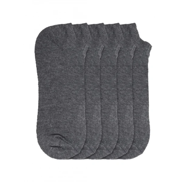 Generic 5 Pairs Unisex Casual Cotton Blended Solid Ankle length Socks (Dark Grey)